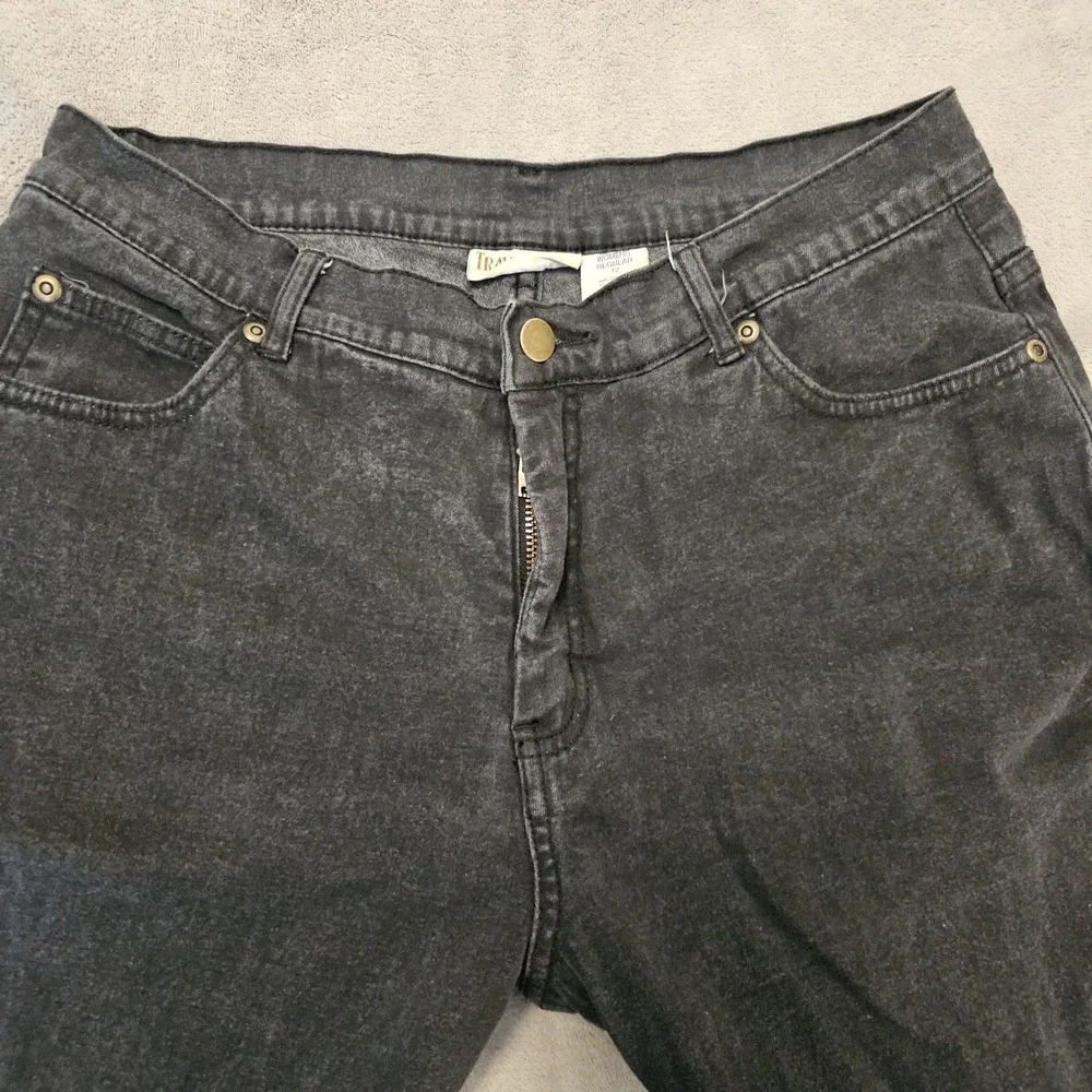 Vintage‎ Y2K Grunge Black Flared Women's Jeans 12 Retro Wide Leg Denim